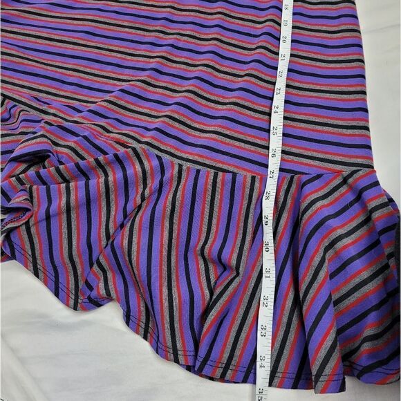 LULAROE Maurine dress flare sleeves striped ruffled 3/4 sleeve XS‎ - Picture 7 of 10